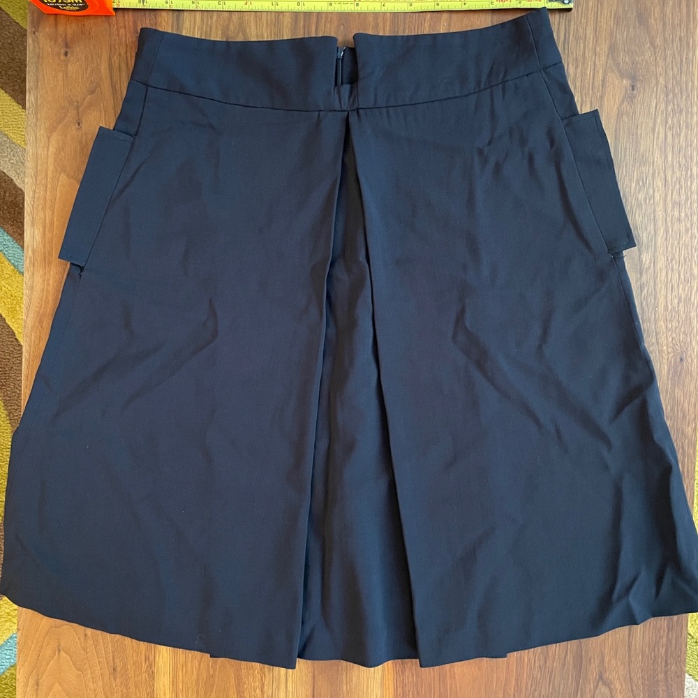 Navy Paris Designer A-Line Womens Skirt - Les Prairies Des Paris size 8 wool